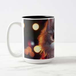 Katze mit Weihnachtsmannmütze Weihnachten Zweifarbige Tasse