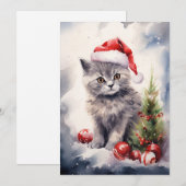 Katze mit Weihnachtsmannmütze Weihnachtskarte Feiertagskarte (Vorne/Hinten)