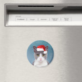 Katze mit Weihnachtsmannmütze Weihnachtsportrait Magnet (In Situ (Geschirrspüler))