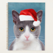 Katze mit Weihnachtsmannmütze Weihnachtsportrait Planer (Vorderseite)