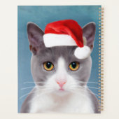 Katze mit Weihnachtsmannmütze Weihnachtsportrait Planer (Rückseite)