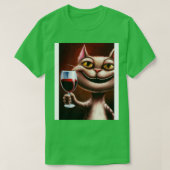 Katze mit Wein 2 T-Shirt (Design vorne)