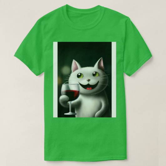 Katze mit Wein 3 T-Shirt (Design vorne)