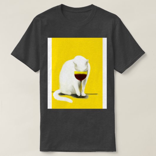 Katze mit Wein T-Shirt (Design vorne)