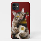 Katze mit Weinflasche Case-Mate iPhone Hülle (Rückseite)