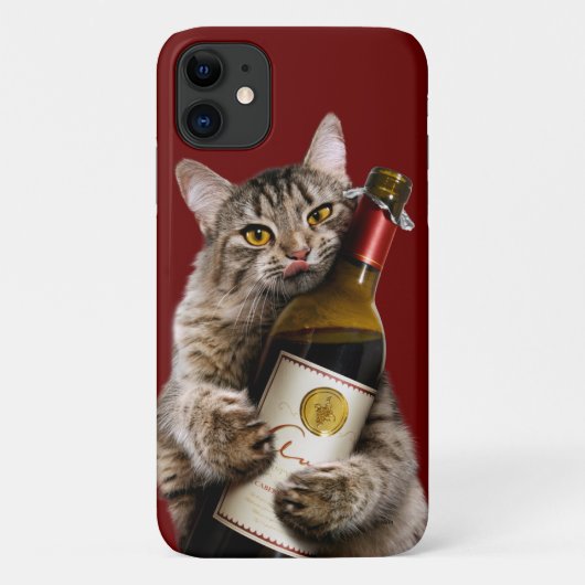 Katze mit Weinflasche Case-Mate iPhone Hülle (Rückseite)