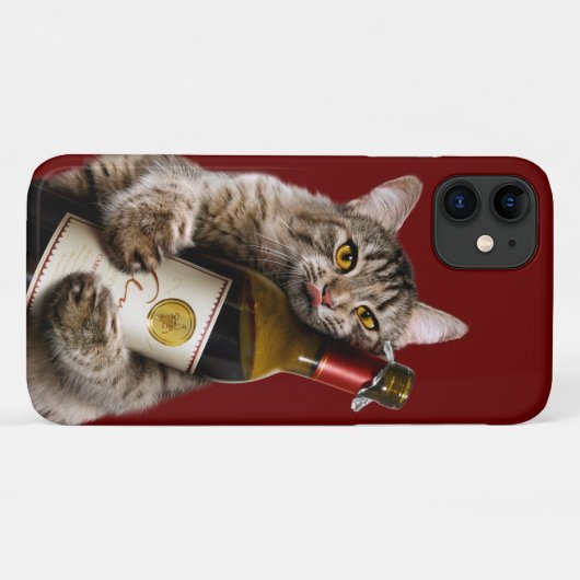 Katze mit Weinflasche Case-Mate iPhone Hülle (Rückseite (Horizontal))