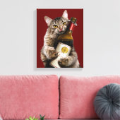Katze mit Weinflasche Leinwanddruck (Insitu (Wohnzimmer))