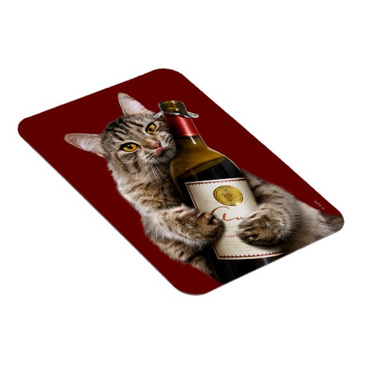Katze mit Weinflasche Magnet (Rechte Seite)