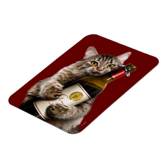 Katze mit Weinflasche Magnet (Linke Seite)
