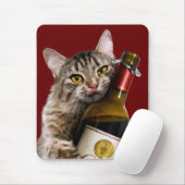 Katze mit Weinflasche Mousepad (Mit Mouse)