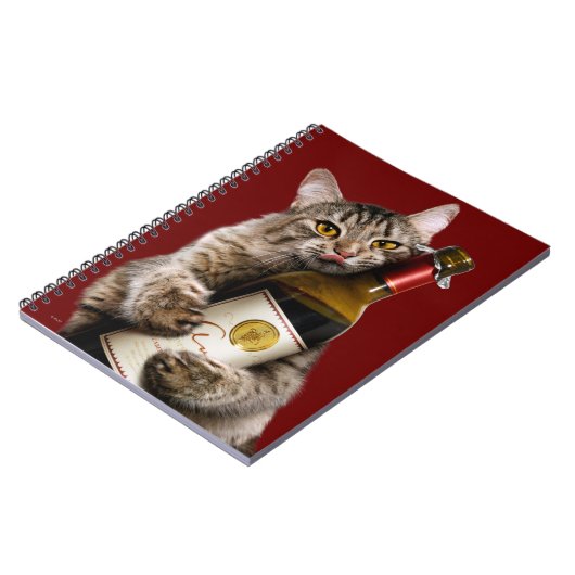 Katze mit Weinflasche Notizblock (Linke Seite)