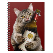 Katze mit Weinflasche Notizblock (Vorderseite)