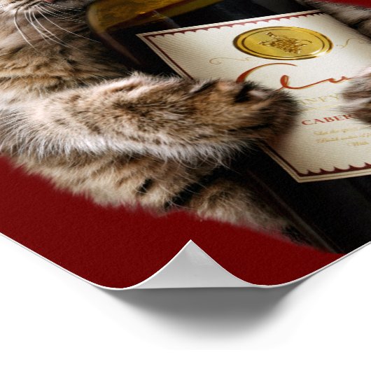 Katze mit Weinflasche Poster (Ecke)