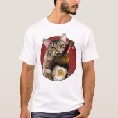 Katze mit Weinflasche T-Shirt (Vorderseite)