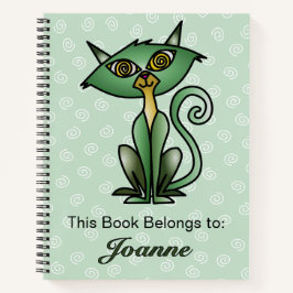 Katze mit weißem Swirt-HintergrundNotebook Notizblock