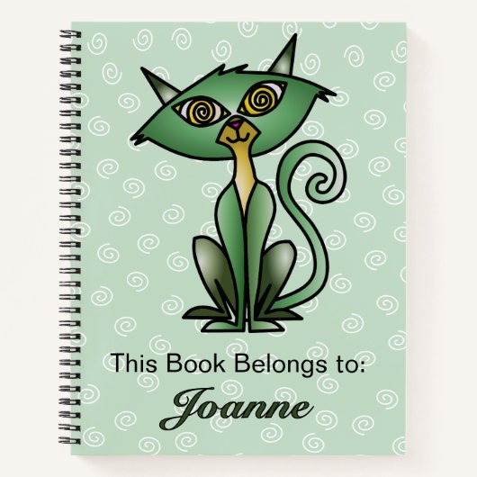 Katze mit weißem Swirt-HintergrundNotebook Notizblock (Vorderseite)