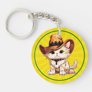 Katze mit Western-Hat Clipart-85247-Schlüsselanhän Schlüsselanhänger