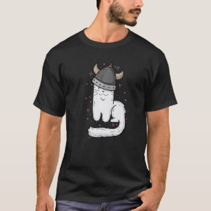 Katze mit Wikingerhelm und Klauen T-Shirt