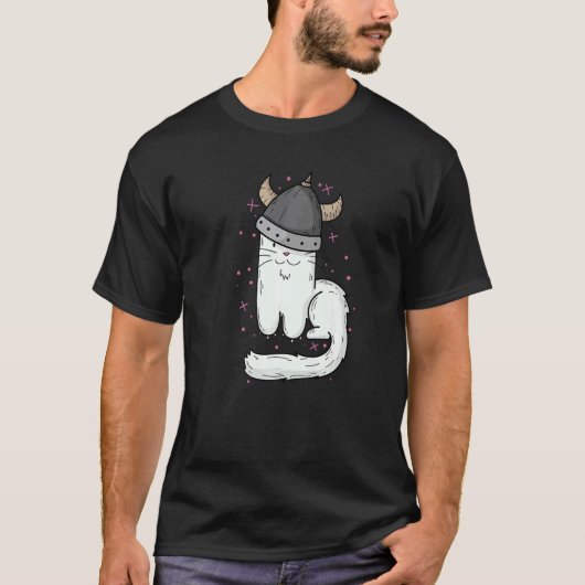 Katze mit Wikingerhelm und Klauen T-Shirt (Vorderseite)