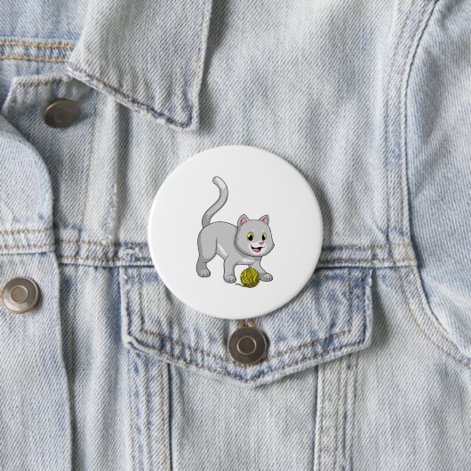Katze mit Wollgarnkugel Button (Beispiel)