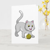 Katze mit Wollgarnkugel Karte (Gelbe Blume)