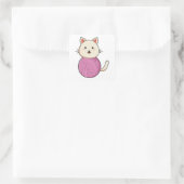 Katze mit Wollgarnkugel Quadratischer Aufkleber (Tasche)