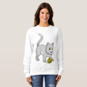 Katze mit Wollgarnkugel Sweatshirt (Vorne ganz)