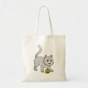 Katze mit Wollgarnkugel Tragetasche