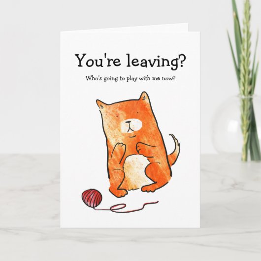 Katze mit Wollkarte verlassend Karte (Vorderseite)