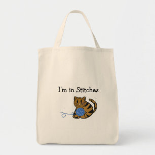 Katze mit Wollknäuel und Spruch Tragetasche