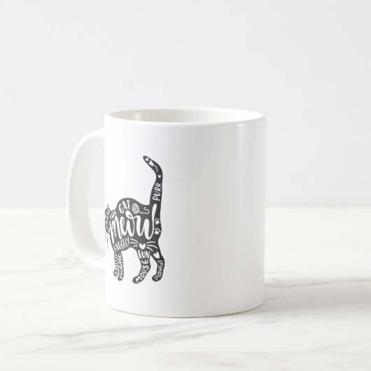Katze mit Worten im Innendesign Kaffeetasse (Vorderseite Links)