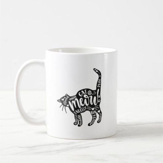 Katze mit Worten im Innendesign Kaffeetasse (Links)