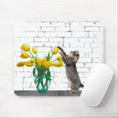 Katze mit Yellow Tulip Bouquet Mousepad (Mit Mouse)