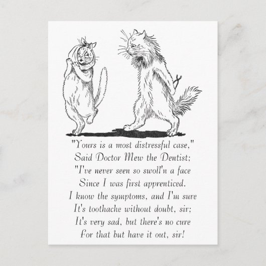 Katze mit Zahnarzt Postkarte (Vorderseite)