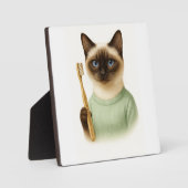 Katze mit Zahnbürste Fotoplatte (Vorderseite)