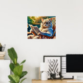 Katze mit Zeitung Poster (Heimbüro)