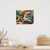 Katze mit Zeitung Poster (Küche)