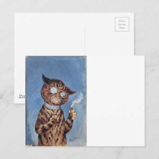 Katze mit Zigarre Postkarte (Vorne/Hinten)