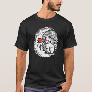 Katze Mond Herz Valentinstag Süße Katze Kätzchen L T-Shirt