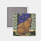 Katze, Mond und Sterne - Magnet (Vorderseite/Rückseite)