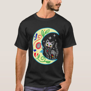 Katze Mond Zucker Schädel Dia de Los Muertos Tag d T-Shirt