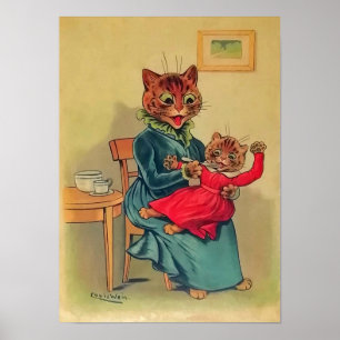 Katze Mutter und Tochter, Louis Wain Poster