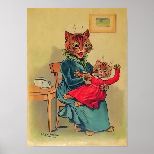 Katze Mutter und Tochter, Louis Wain Poster (Vorne)