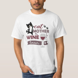 Katze Mutter Wein Lover Katzen Roter Wein Schwarze T-Shirt