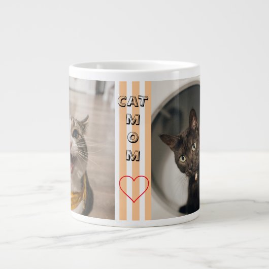 Katze Mutter Zwei Foto gestreift Pastellfarben Jumbo-Tasse (Vorderseite)