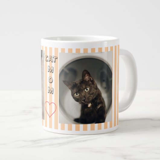 Katze Mutter Zwei Foto gestreift Pastellfarben Jumbo-Tasse (Vorderseite Rechts)