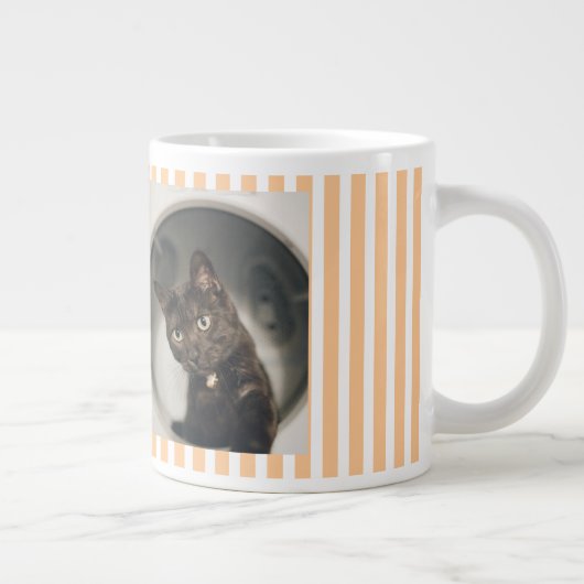 Katze Mutter Zwei Foto gestreift Pastellfarben Jumbo-Tasse (Rechts)