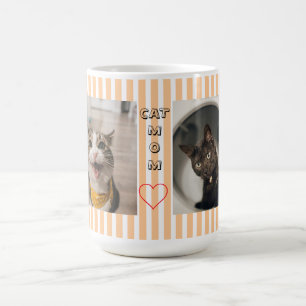 Katze Mutter Zwei Foto gestreift Pastellfarben Kaffeetasse