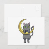 Katze Nacht Mond Postkarte (Vorne/Hinten)
